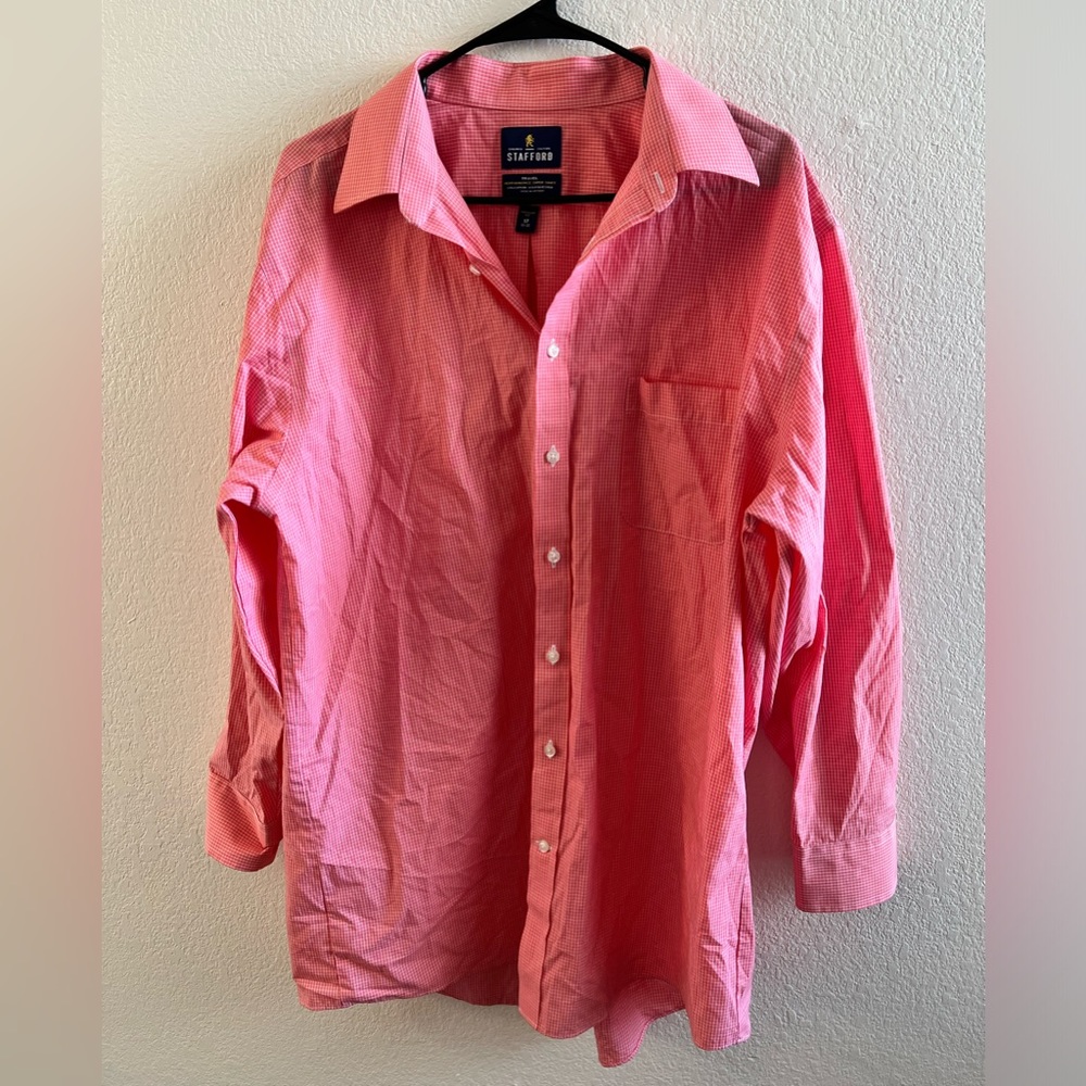 Stafford Mens Buttom Down Long Sleeve Shirt,Size 17,Regular fit